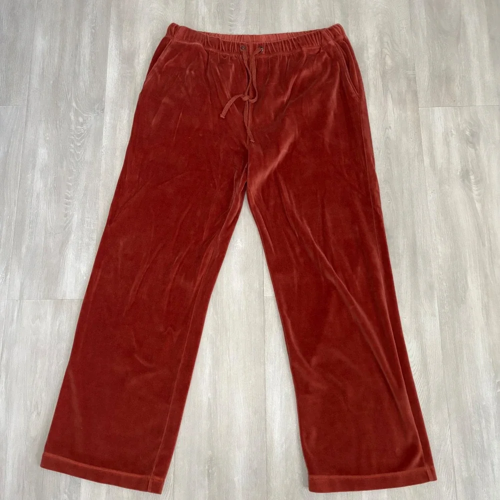 Daniel Buchler New York Rust Orange Velour Lounge Pajama Pants Mens XL